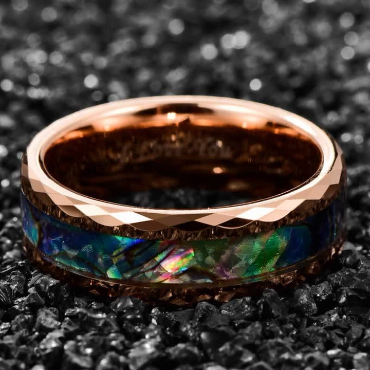 Anello Olivenorma in legno di Koa e conchiglia di abalone in carburo di tungsteno 