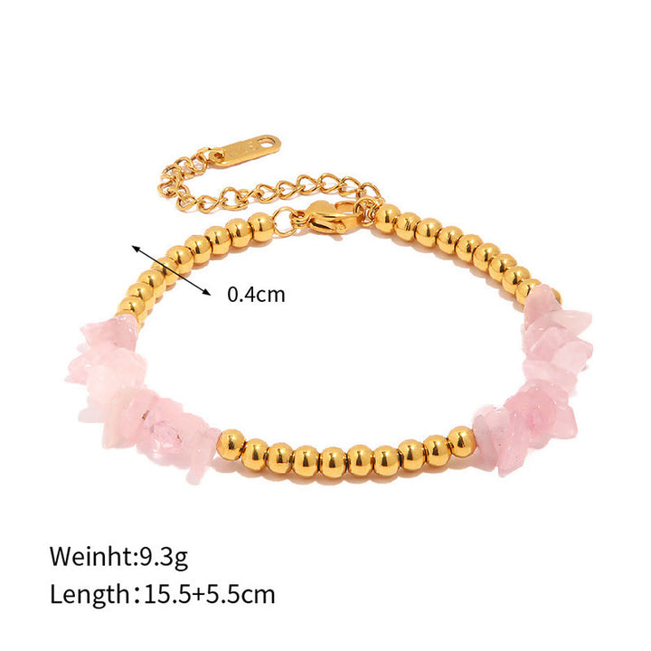 Bracciale Olivenorma con perline dorate in cristalli naturali frantumati