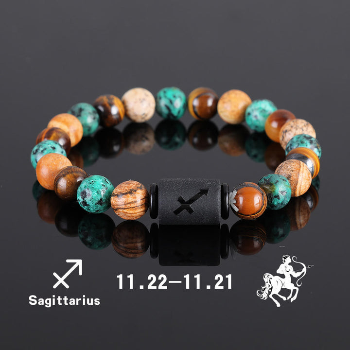 Bracciale con ciondolo zodiacale in bronzite con occhio di tigre Olivenorma