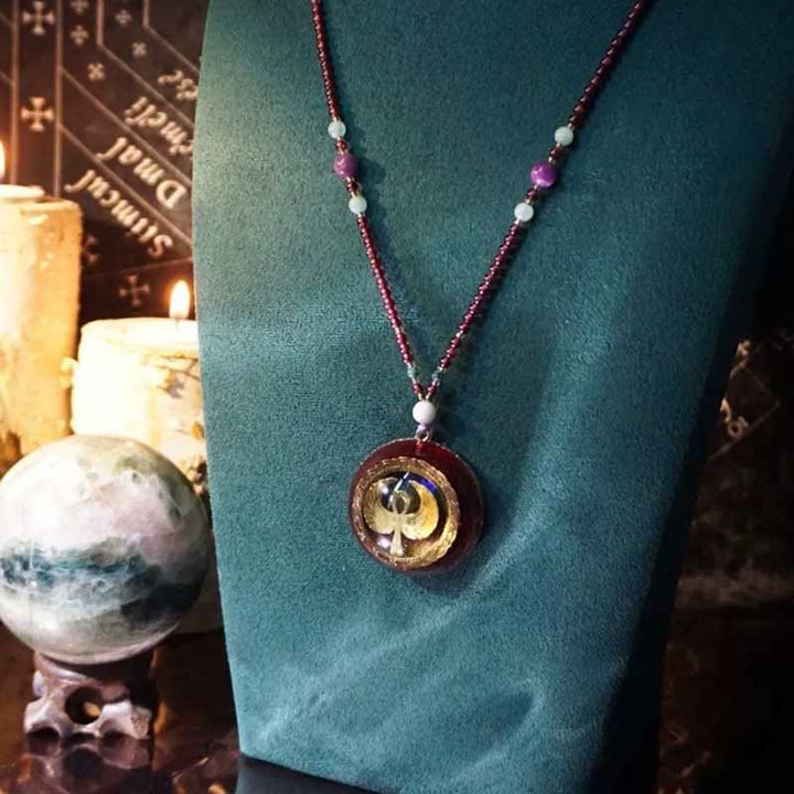Collana Olivenorma Granato Lapislazzuli Acquamarina Chiave della vita 