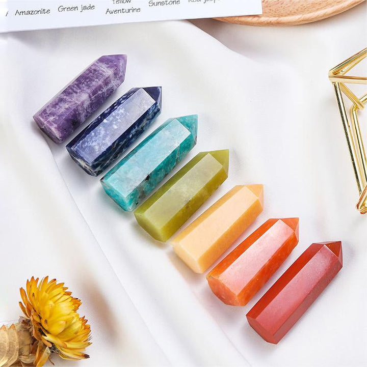 Olivenorma Chakra Pietra grezza Decorazione Set Bacchette di Cristallo