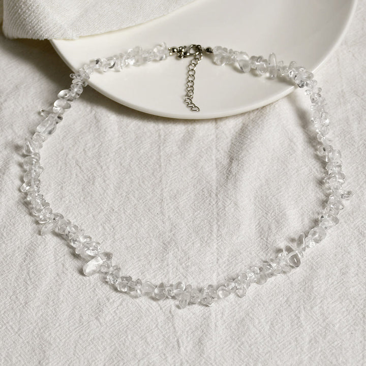 Collana con pietra di cristallo lucidata di forma irregolare Olivenorma