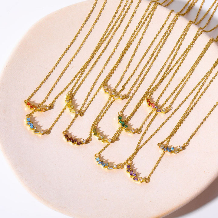 Olivenorma Collana con ciondolo in perline con pietre portafortuna multiple placcate in oro e rame