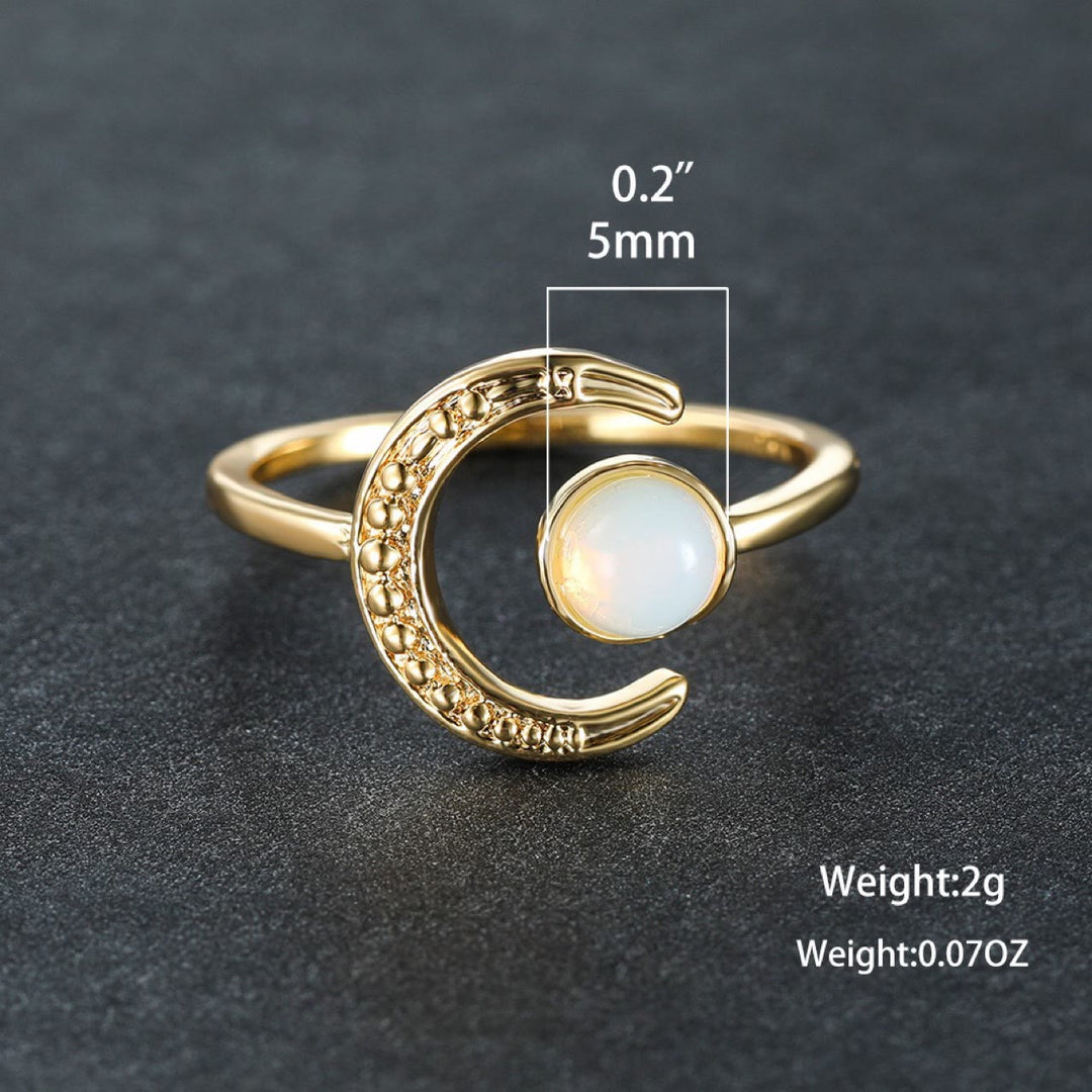 Olivenorma Anello aperto con pietra di luna e accessori luna sole