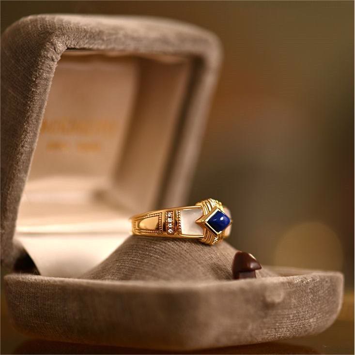 Anello Olivenorma rombo lapislazzuli