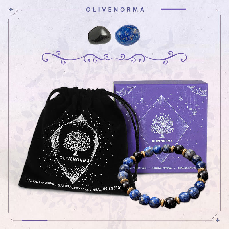Bracciale Olivenorma "Healing Trust" in lapislazzuli e onice nero