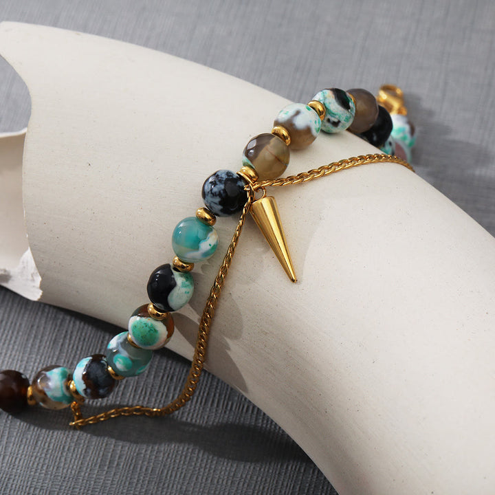 Bracciale Olivenorma multicolore in acciaio inossidabile 18K con turchese africano 