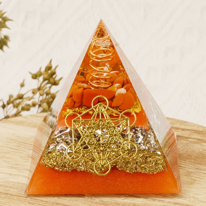 Olivenorma Metatron's Cube Pilastro di Cristallo Trasparente Piramide Orgonica 