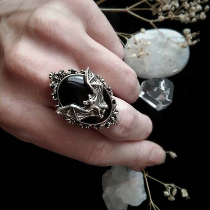 Collana in argento e ossidiana pipistrello Olivenorma