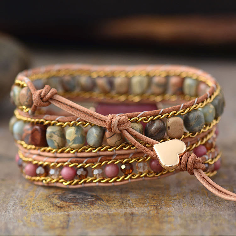Bracciale avvolgente in rodonite Pure Love
