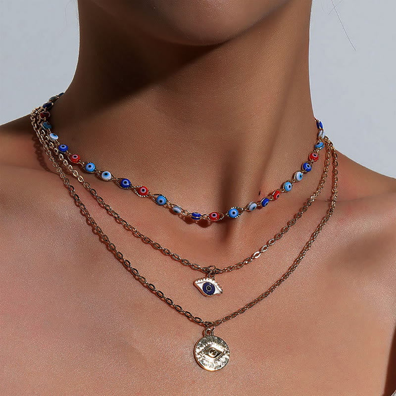 Collana multistrato con occhio malvagio in resina epossidica Olivenorma 