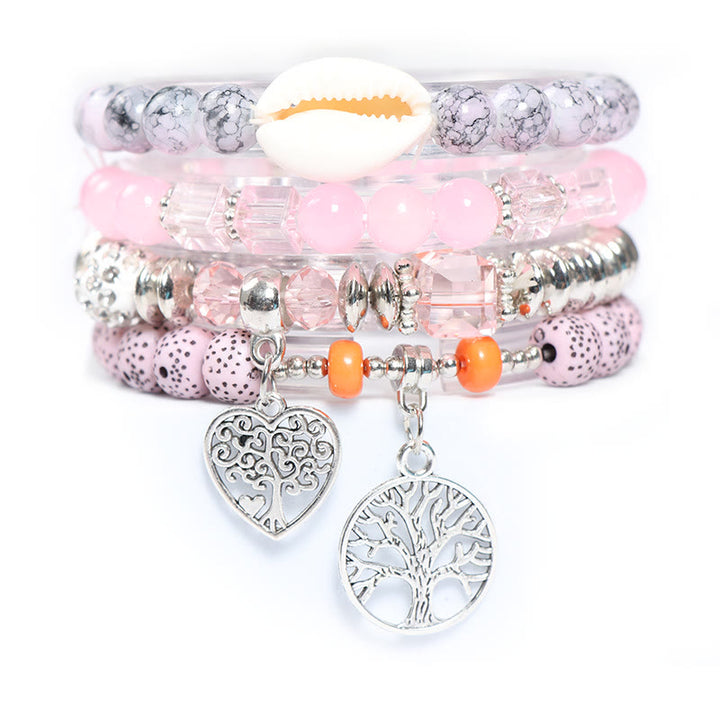 Olivenorma Albero della vita Cuore Ciondolo Braccialetto di perline Set 