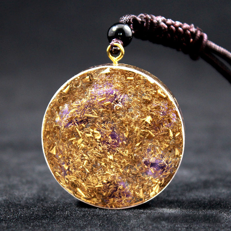 Collana con simbolo del cubo di Metatron in ametista Olivenorma