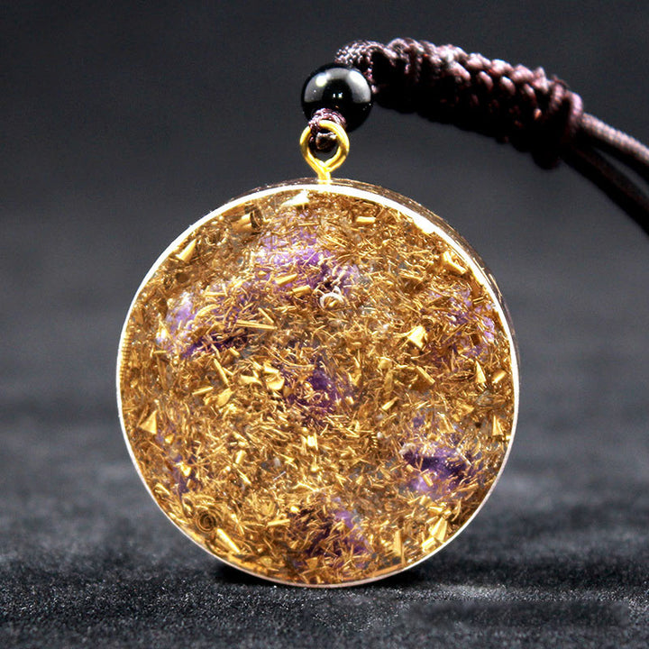 Collana con simbolo del cubo di Metatron in ametista Olivenorma