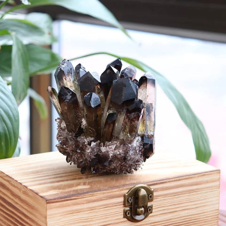 Decorazione con pietra preziosa a grappolo di quarzo fumé naturale Olivenorma