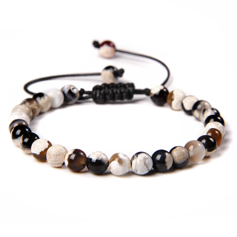 Bracciale intrecciato con perline di pietra naturale Olivenorma da 6 mm 