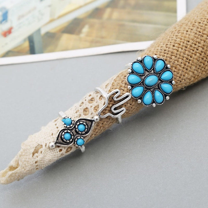 Olivenorma set di anelli turchesi impilabili Boho da 9 pezzi