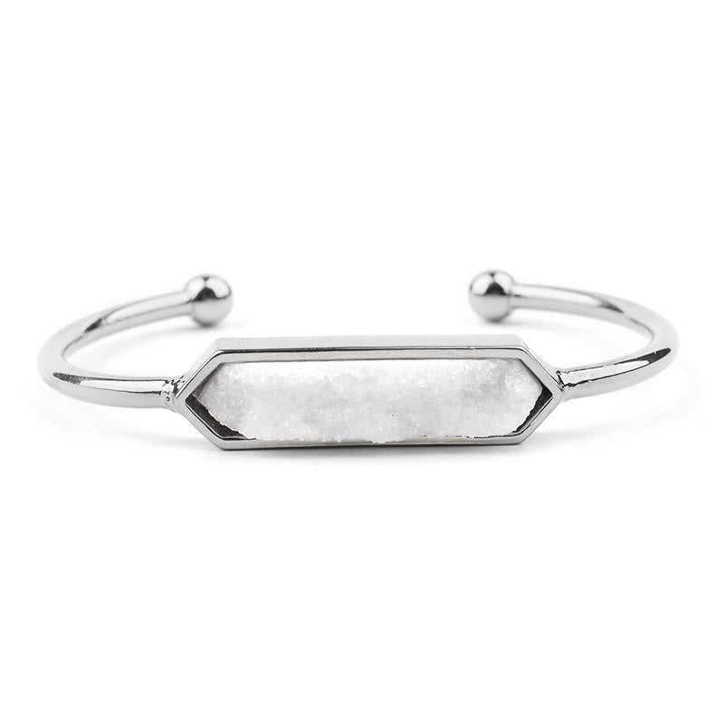 Olivenorma Bracciale rigido in rame e metallo con cristalli naturali 