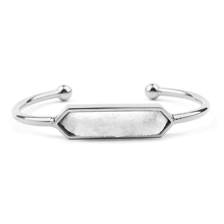 Olivenorma Bracciale rigido in rame e metallo con cristalli naturali 