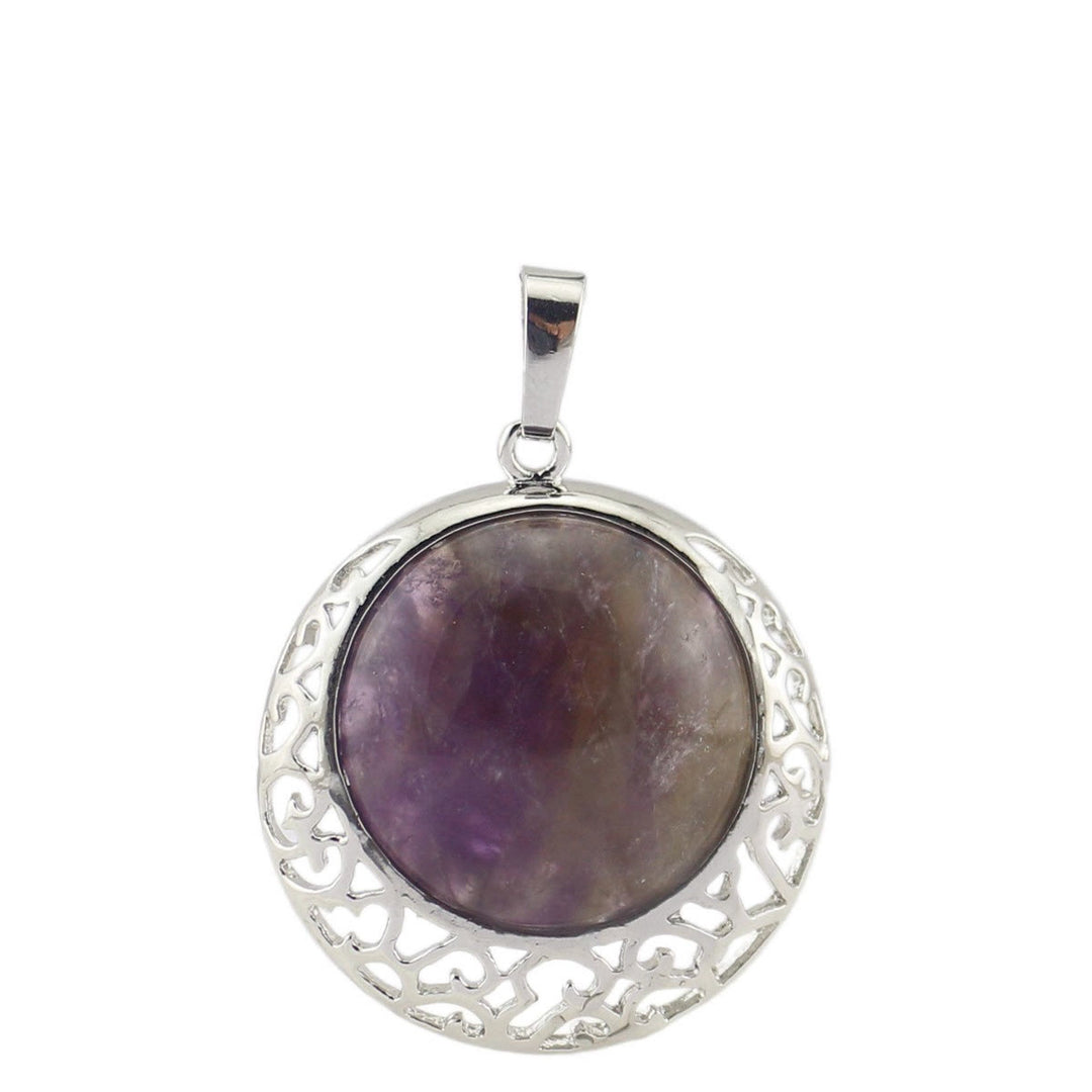 Collana regolabile in pietra autentica di cristallo rotondo Olivenorma