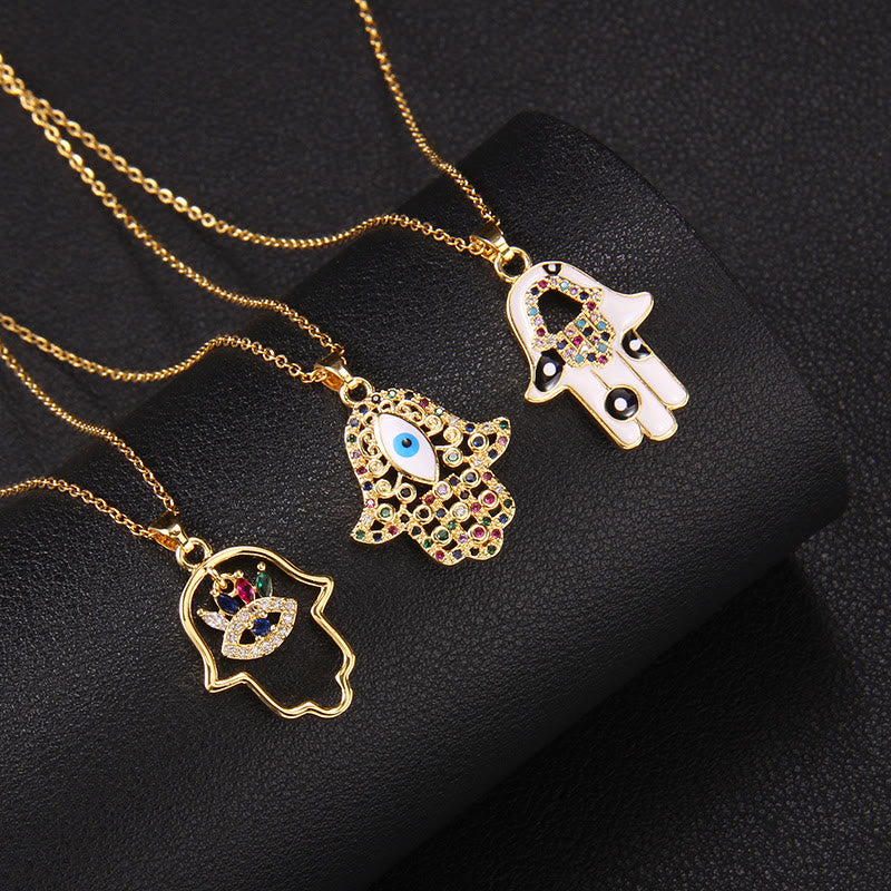 Olivenorma "Buona Fortuna" Hamsa con Collana Occhio Malvagio