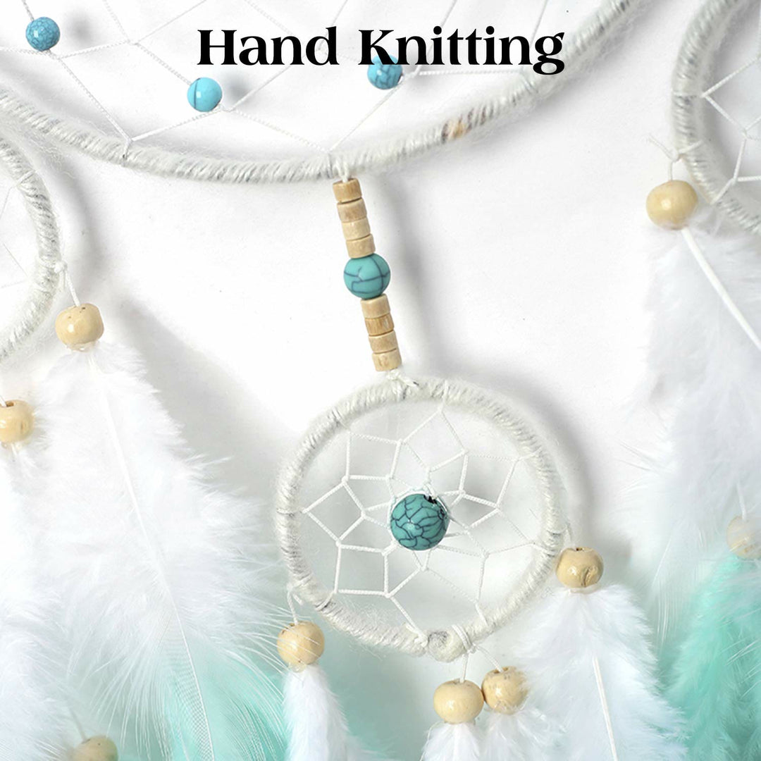 Olivenorma Indian Style Acchiappasogni con tre anelli e piume 