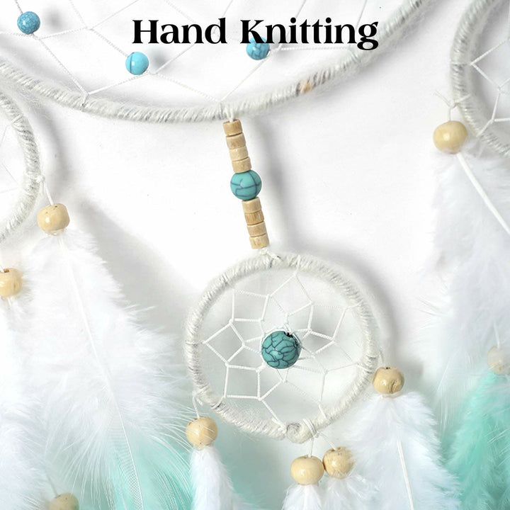 Olivenorma Indian Style Acchiappasogni con tre anelli e piume 