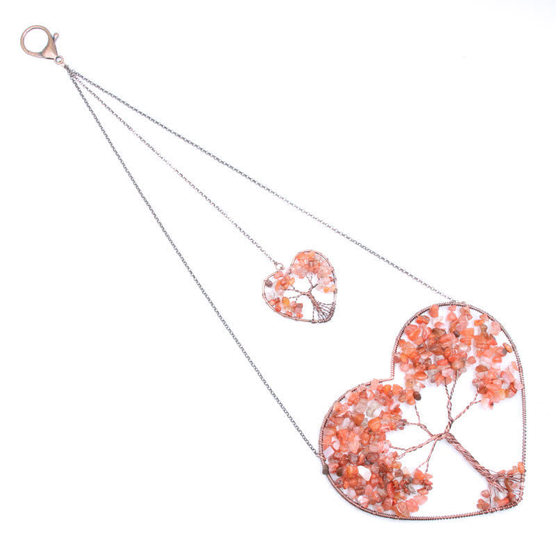 Olivenorma Cuore Forma Chakra Albero della Vita Cristallo Dream Catcher
