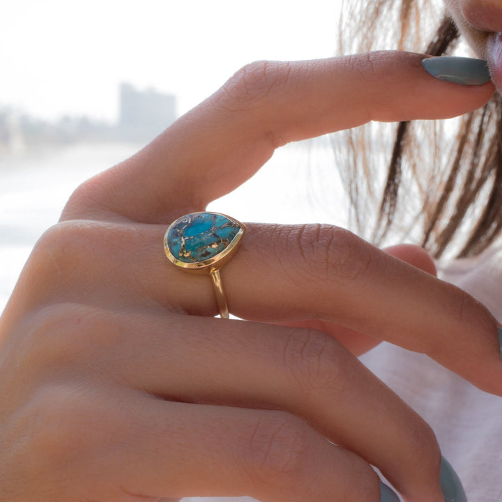 Anello a goccia in rame turchese Olivenorma