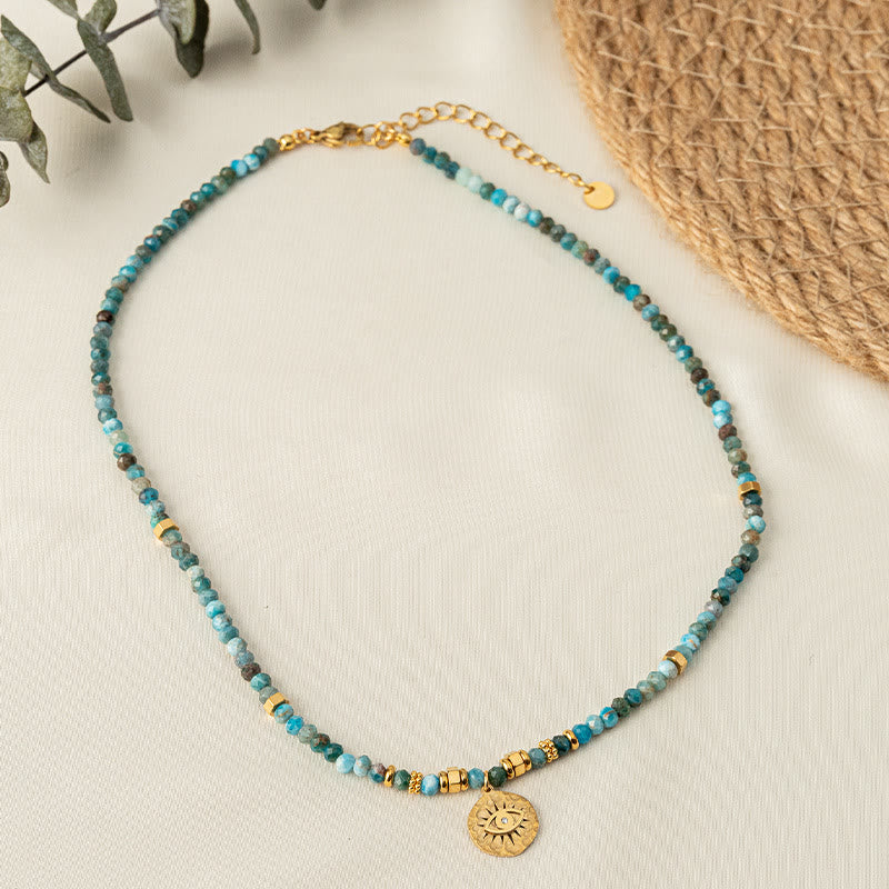 Collana con perline di turchese blu naturale Olivenorma contro il malocchio