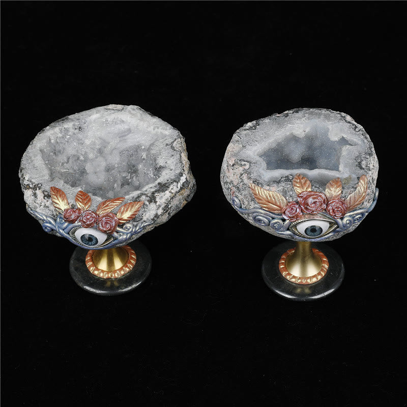 Decorazione con geode di cristallo naturale Olivenorma Santo Graal Malocchio 