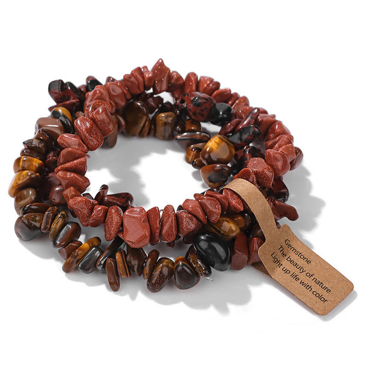 Bracciale Olivenorma a tre strati con ghiaia di cristallo irregolare naturale