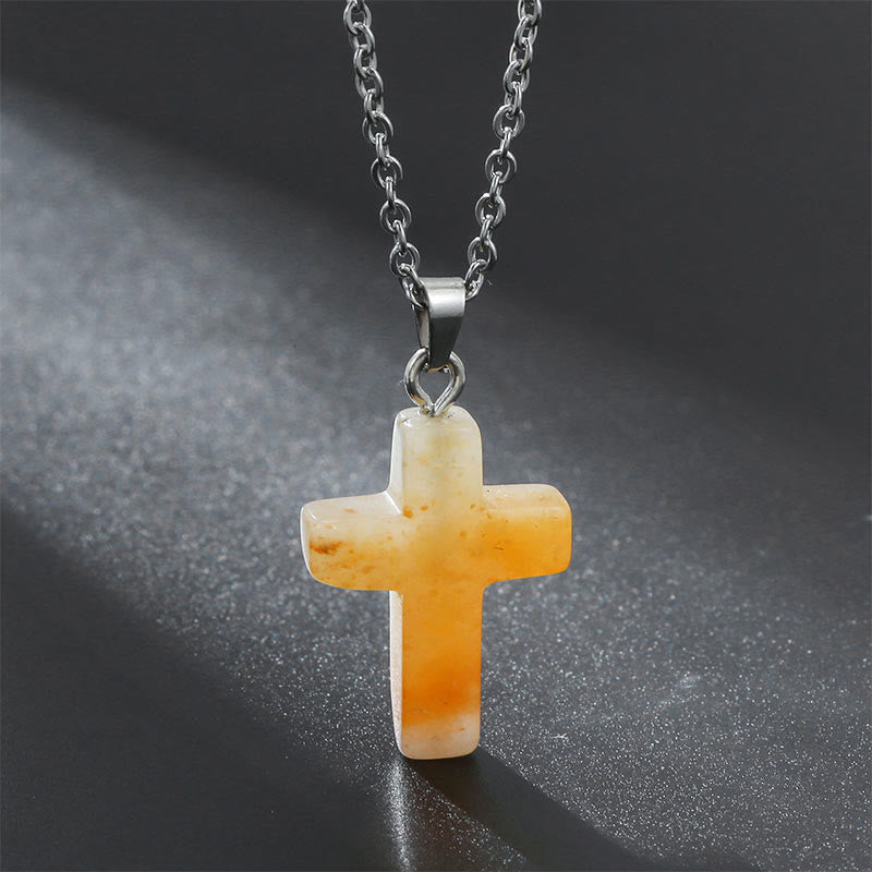 Collana con croce in pietra naturale Olivenorma 