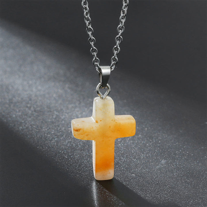 Collana con croce in pietra naturale Olivenorma 