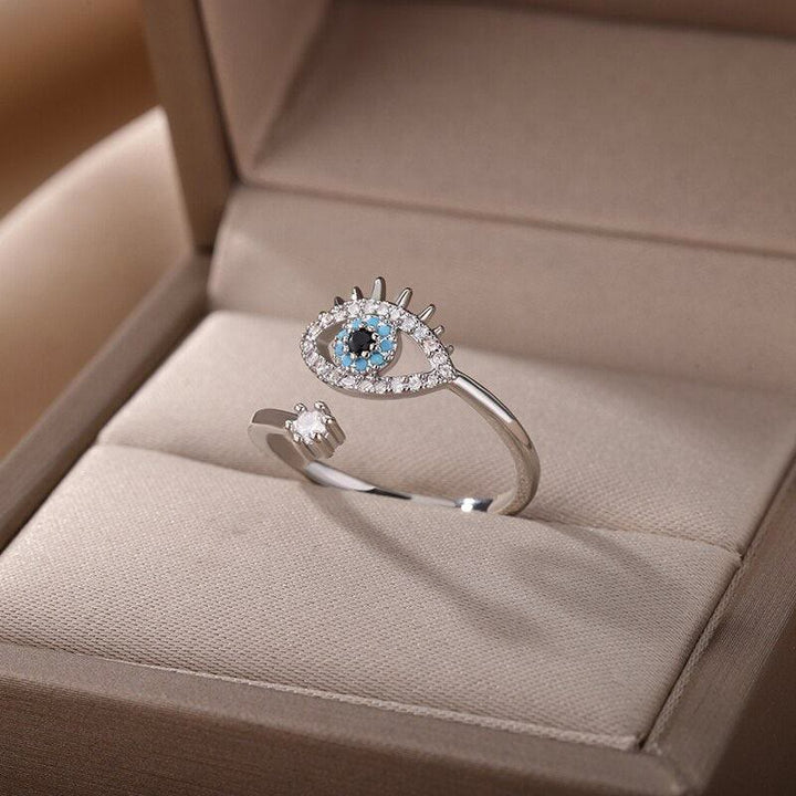 Anello regolabile con diamanti e malocchio Olivenorma 