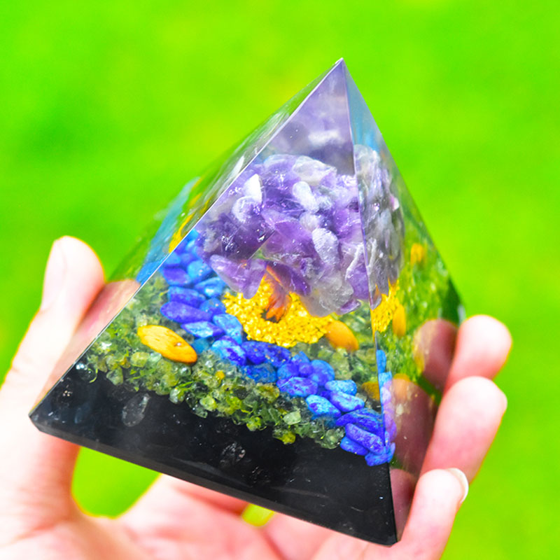 Olivenorma Ametista Peridoto Ossidiana Lapislazzuli Albero della vita Orgone Piramide