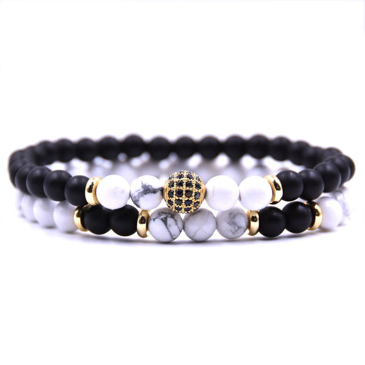 Bracciale da uomo con perline a due strati in cristallo naturale Olivenorma