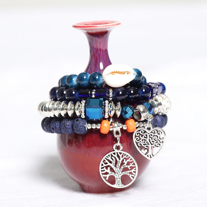 Olivenorma Albero della vita Cuore Ciondolo Braccialetto di perline Set 
