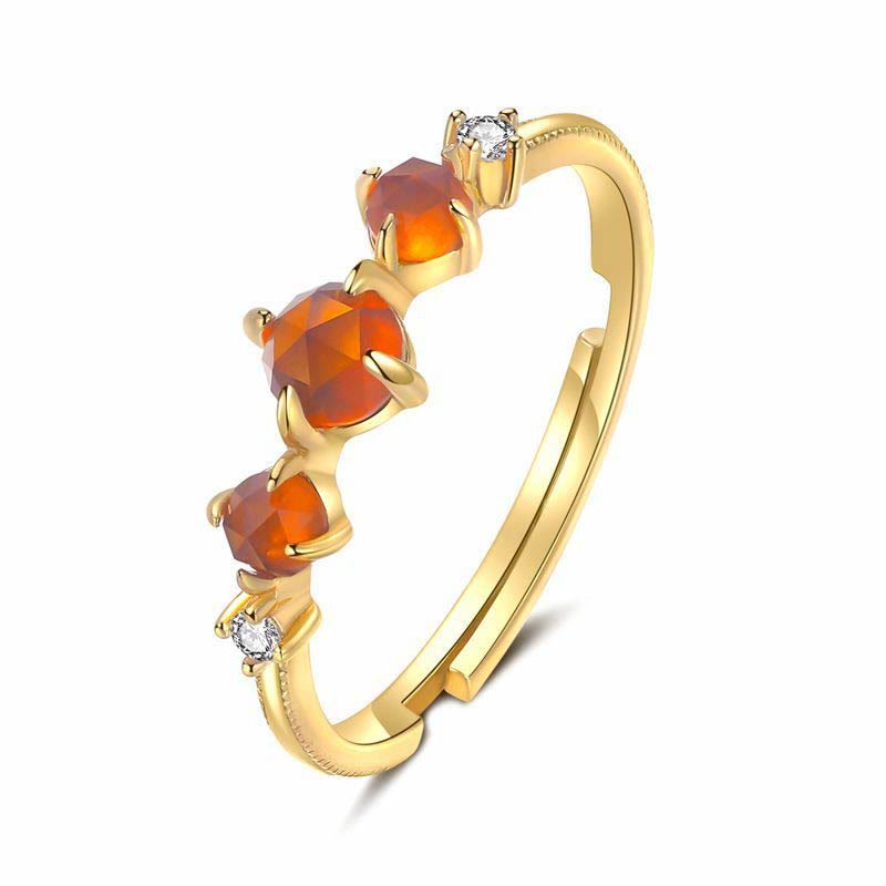 Anello con granato arancione regolabile Olivenorma