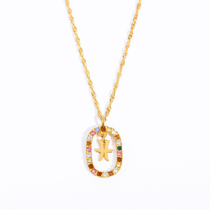 Collana Olivenorma Zircone traforato Ovale Costellazione Zodiacale