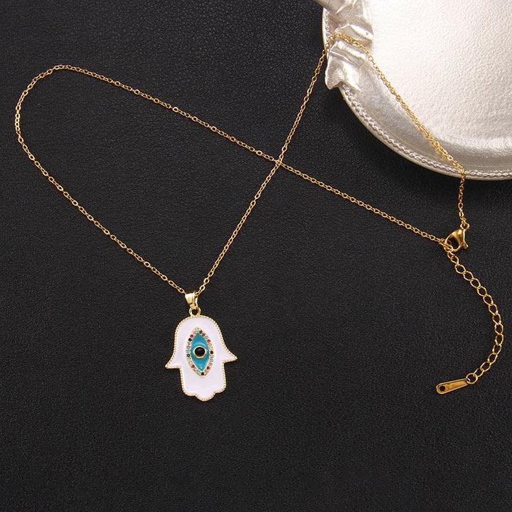 Olivenorma "Buona Fortuna" Hamsa con Collana Occhio Malvagio
