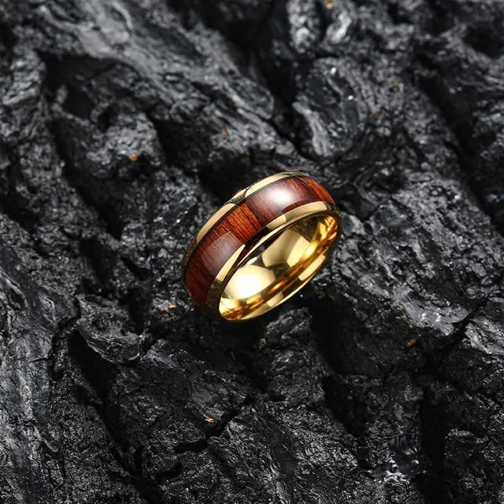 Anello Olivenorma in legno di Koa e conchiglia di abalone in carburo di tungsteno 