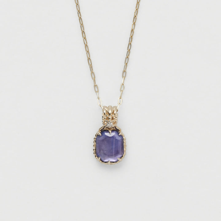 Collana con anello in pietra quadrata di ametista naturale Olivenorma 