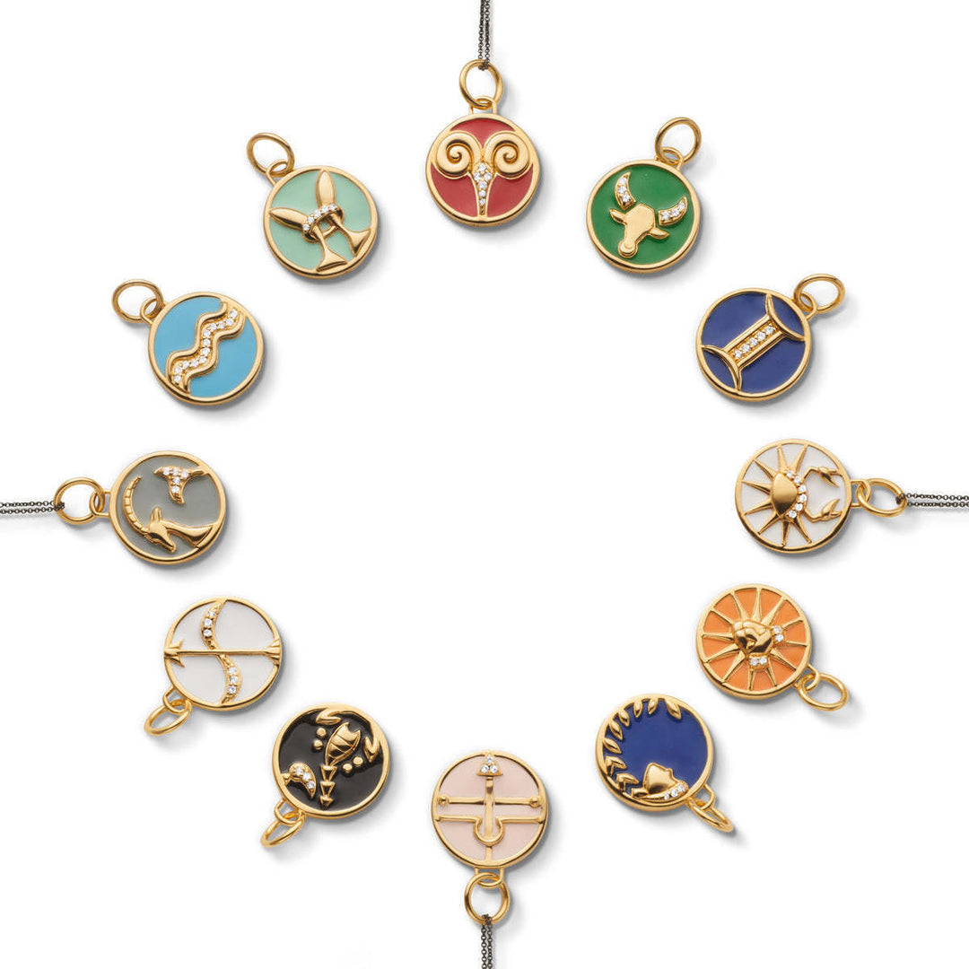 Collana Olivenorma in acciaio inossidabile 18k con zircone bianco e zodiaco vintage