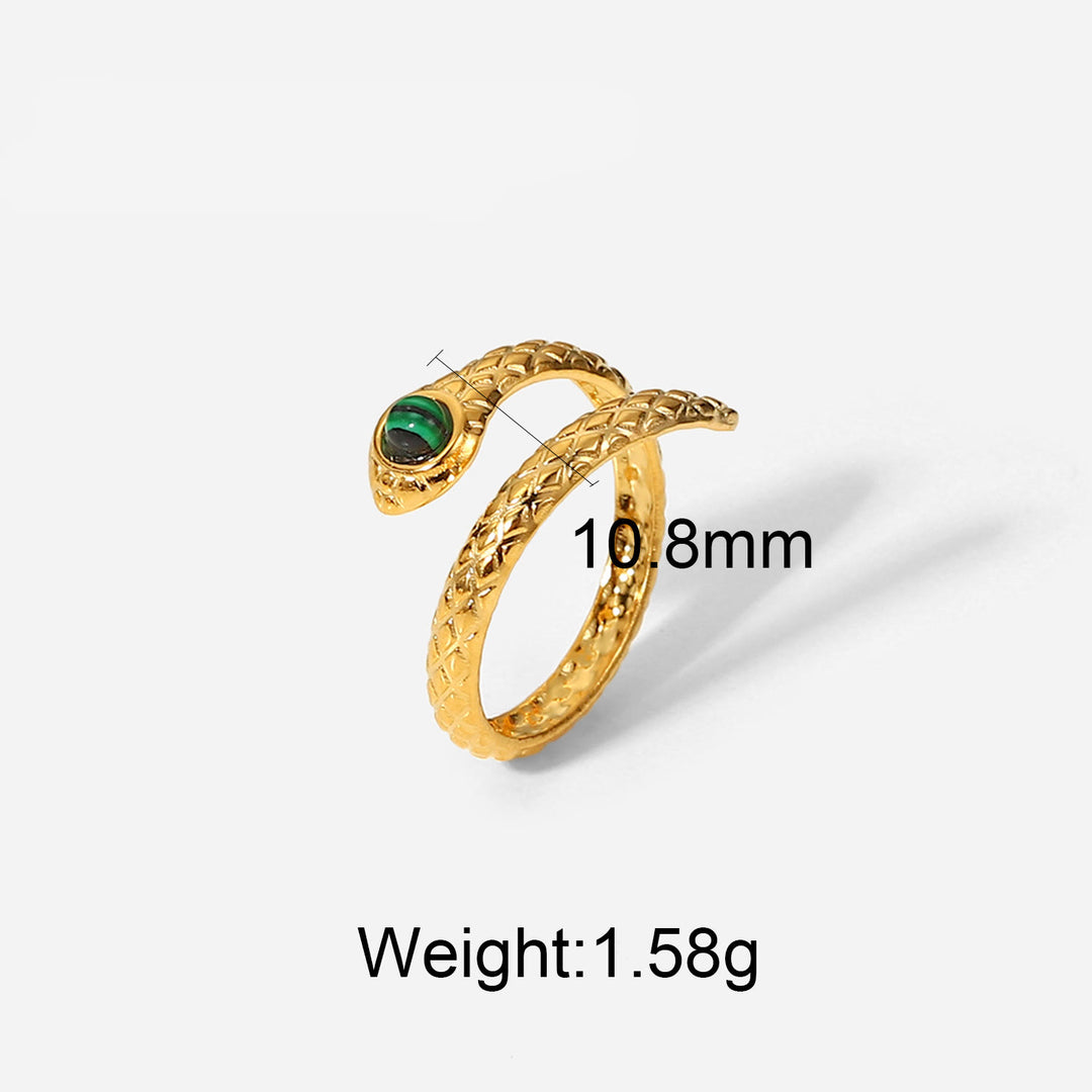 Olivenorma Anello aperto in malachite naturale verde oro
