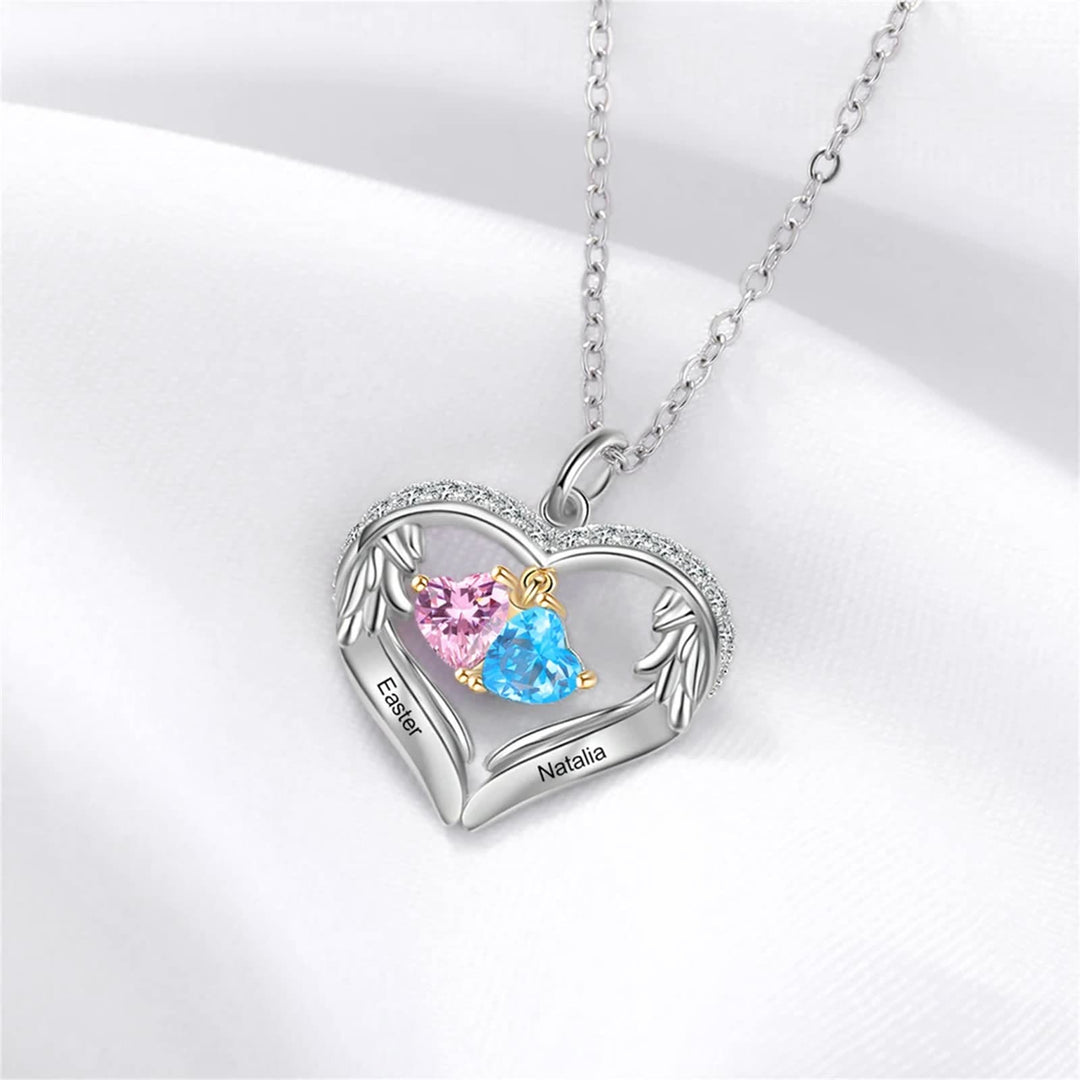 Olivenorma Collana regalo personalizzata con pietra portafortuna e nome inciso CZ