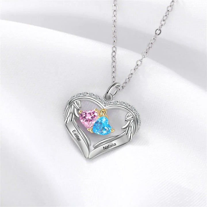 Olivenorma Collana regalo personalizzata con pietra portafortuna e nome inciso CZ