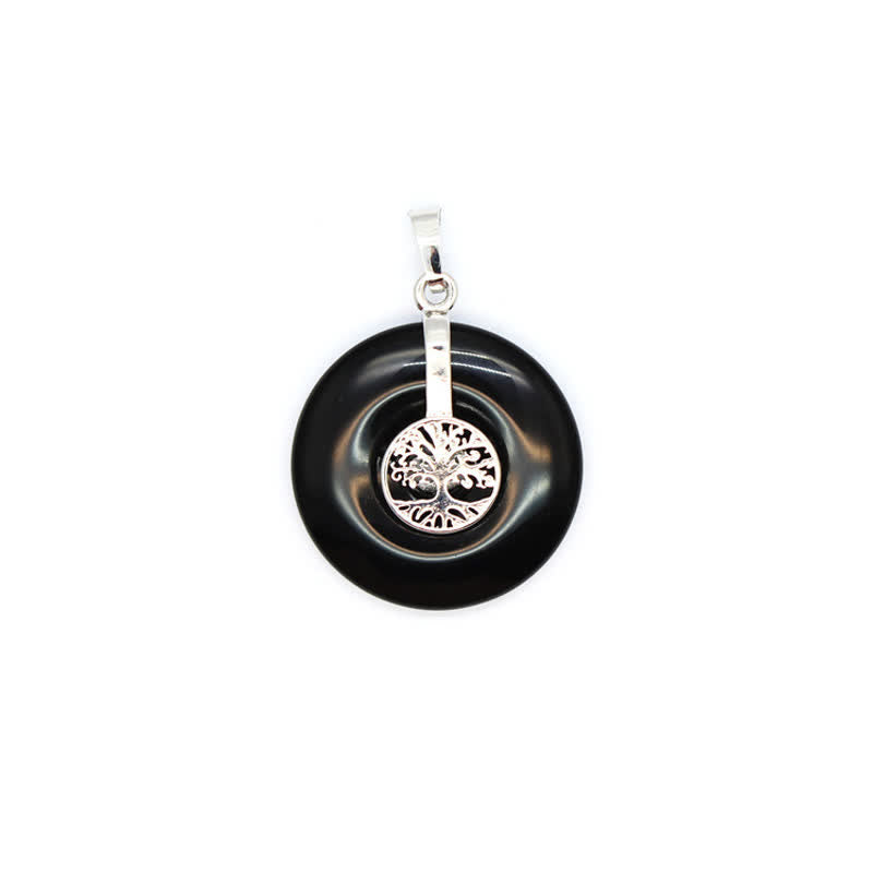 Collana con fibbia della pace in cristallo naturale Olivenorma e albero della vita