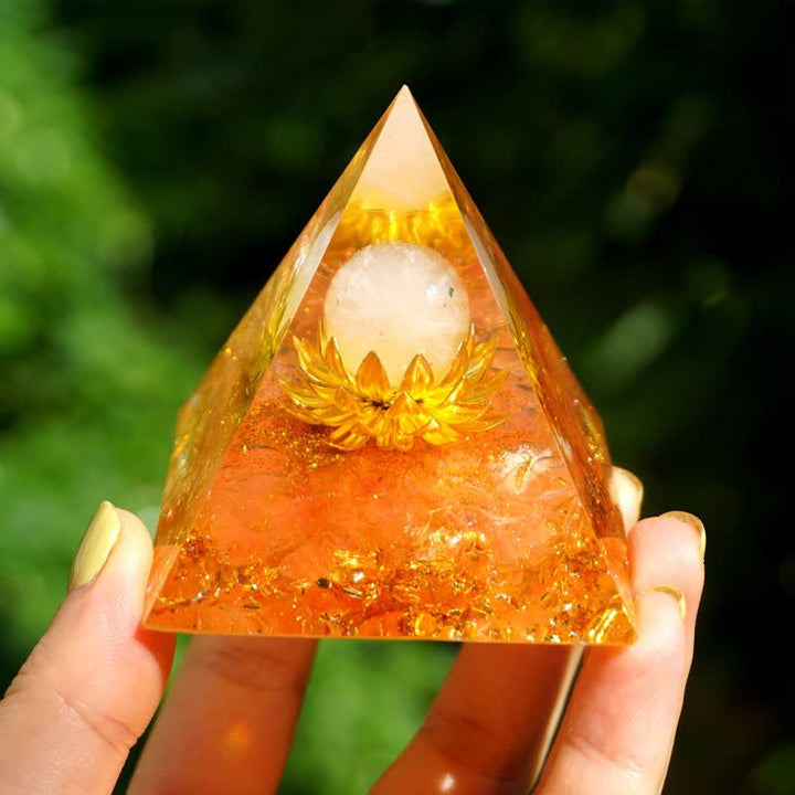 Olivenorma Sfera di quarzo rosa Pietra del sole Loto Piramide di orgone