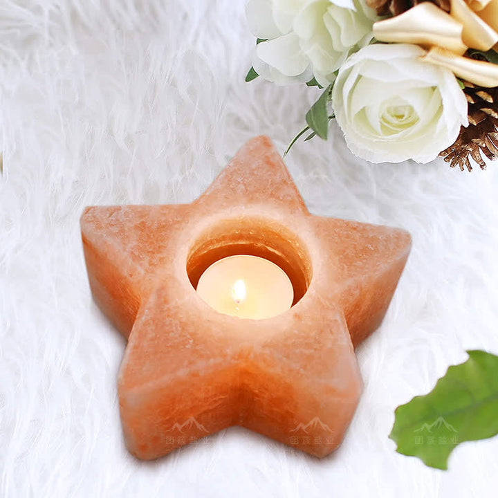 Portacandele a forma di stella Olivenorma Lampada di sale rosa dell'Himalaya